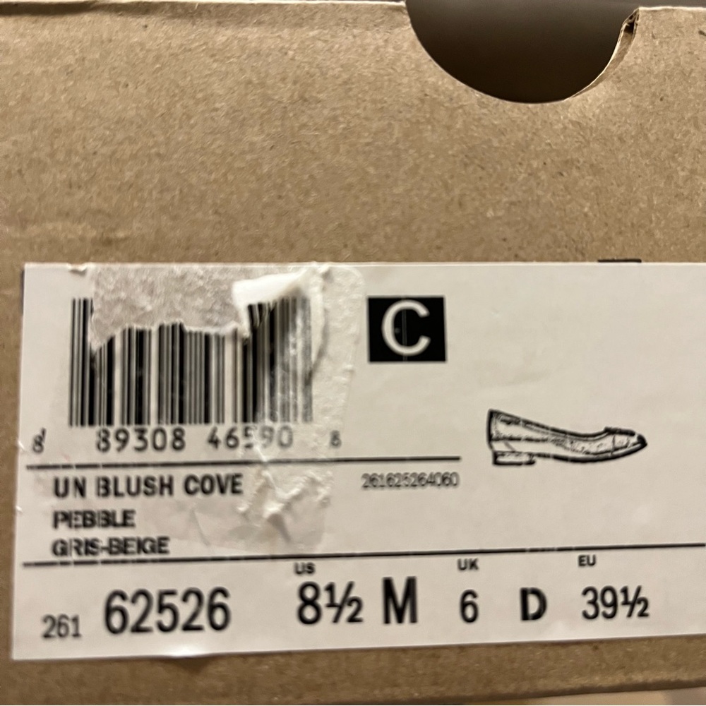 Clarks Un Blush Cove Flats Pebble Suede Taupe Comfort Shoes Sz 8.5 NIB - Picture 7 of 7